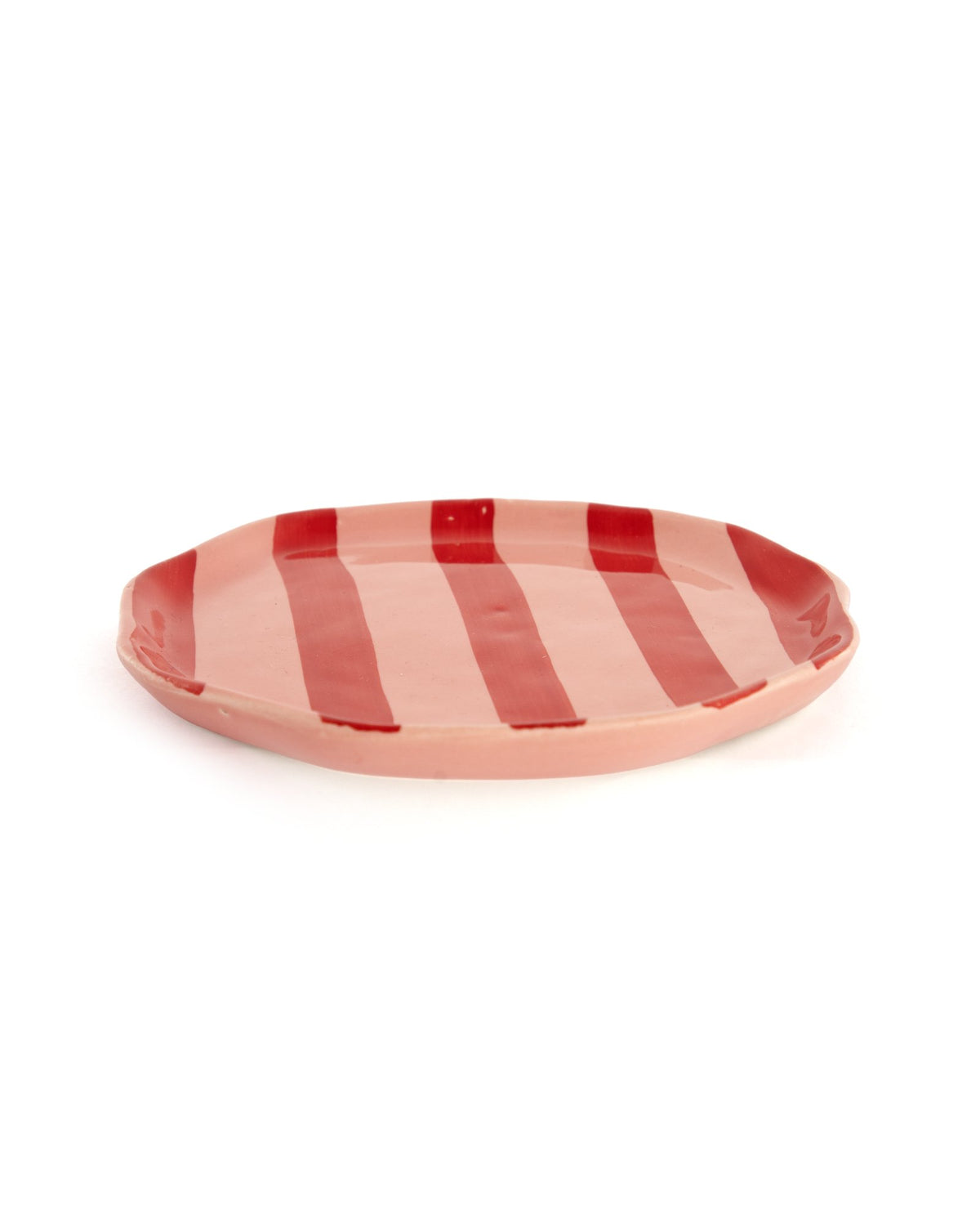 Leher Stripe Hand-Painted Ceramic Plate - Scarlet Red - view 3 of 3