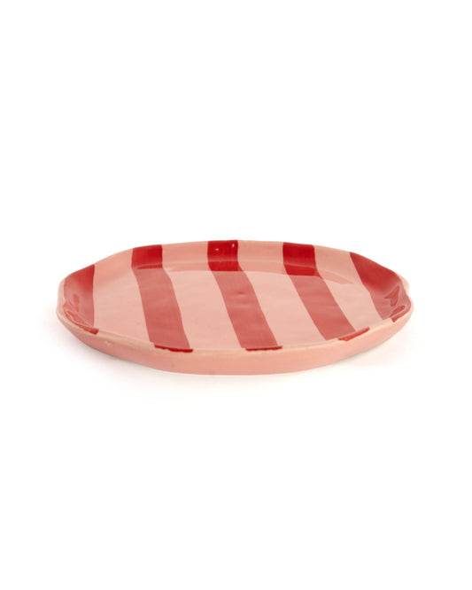 Leher Stripe Hand-Painted Ceramic Plate - Scarlet Red - view 3 of 3