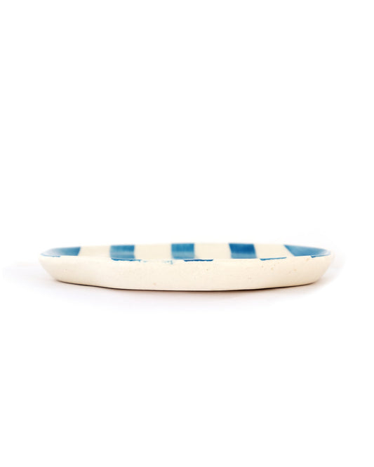 Leher Stripe Hand-Painted Ceramic Plate - Sky Blue - view 2 of 3
