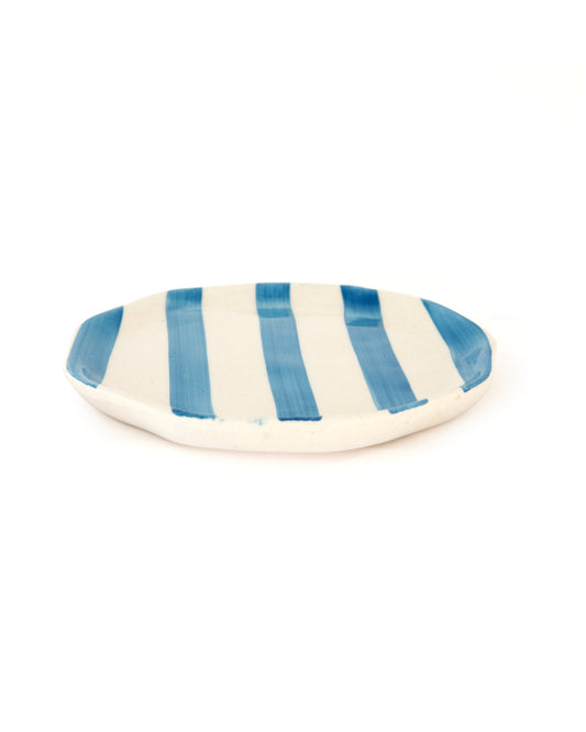 Leher Stripe Hand-Painted Ceramic Plate - Sky Blue - view 3 of 3