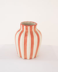 Leher Striped Hand-Painted Ceramic Vase - Coral - view 3 of 4