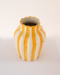 Leher Striped Hand-Painted Ceramic Vase - Marigold Yellow - view 4 of 4