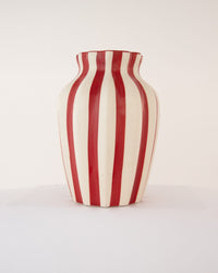 Leher Striped Hand-Painted Ceramic Vase - Red - view 2 of 4