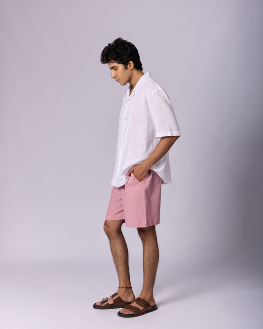 Men's Linen Drawstring Shorts - Rose Pink - view 2 of 5