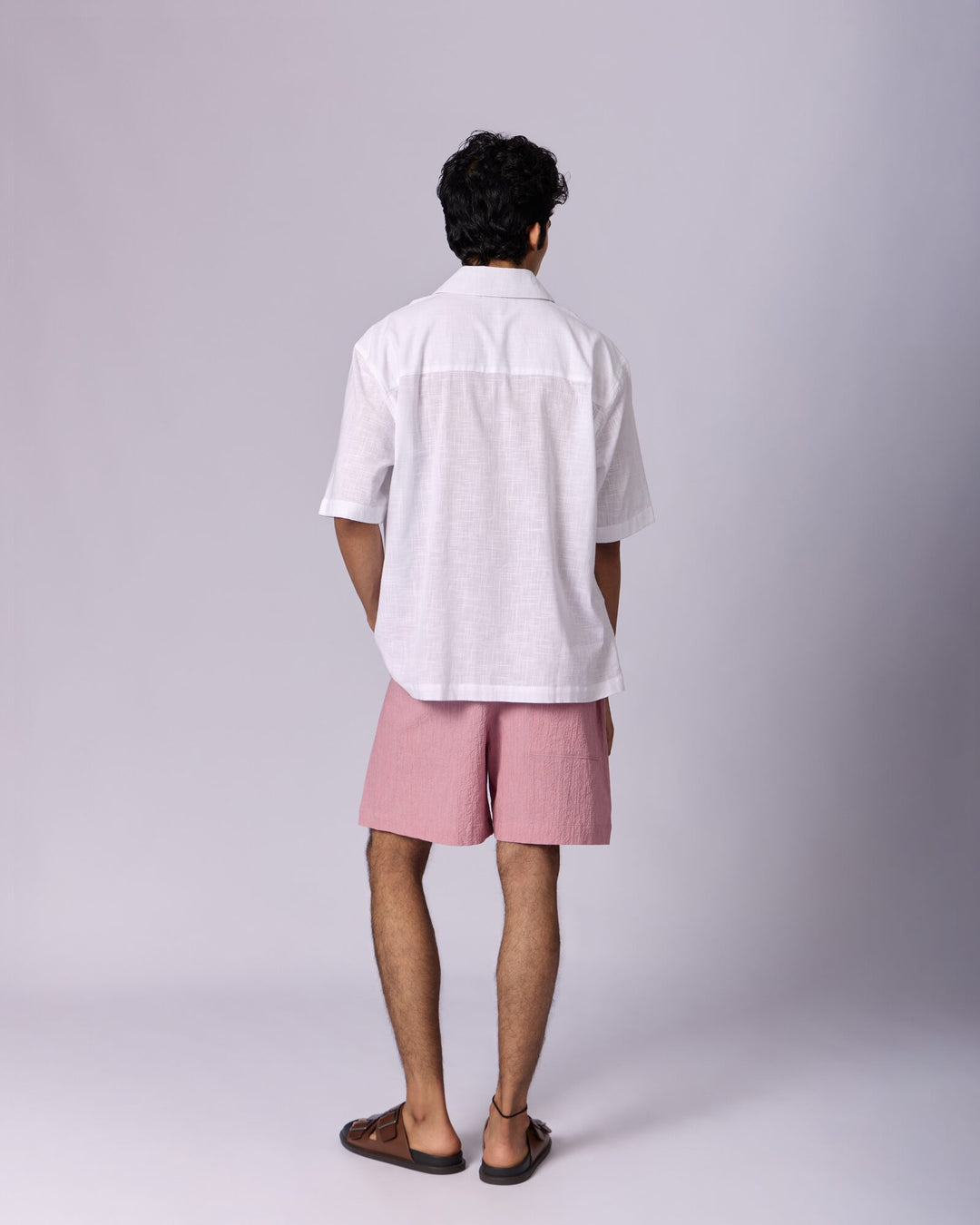 Men's Linen Drawstring Shorts - Rose Pink - view 3 of 5