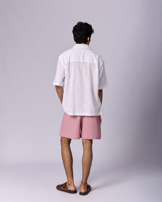Men's Linen Drawstring Shorts - Rose Pink - view 3 of 5