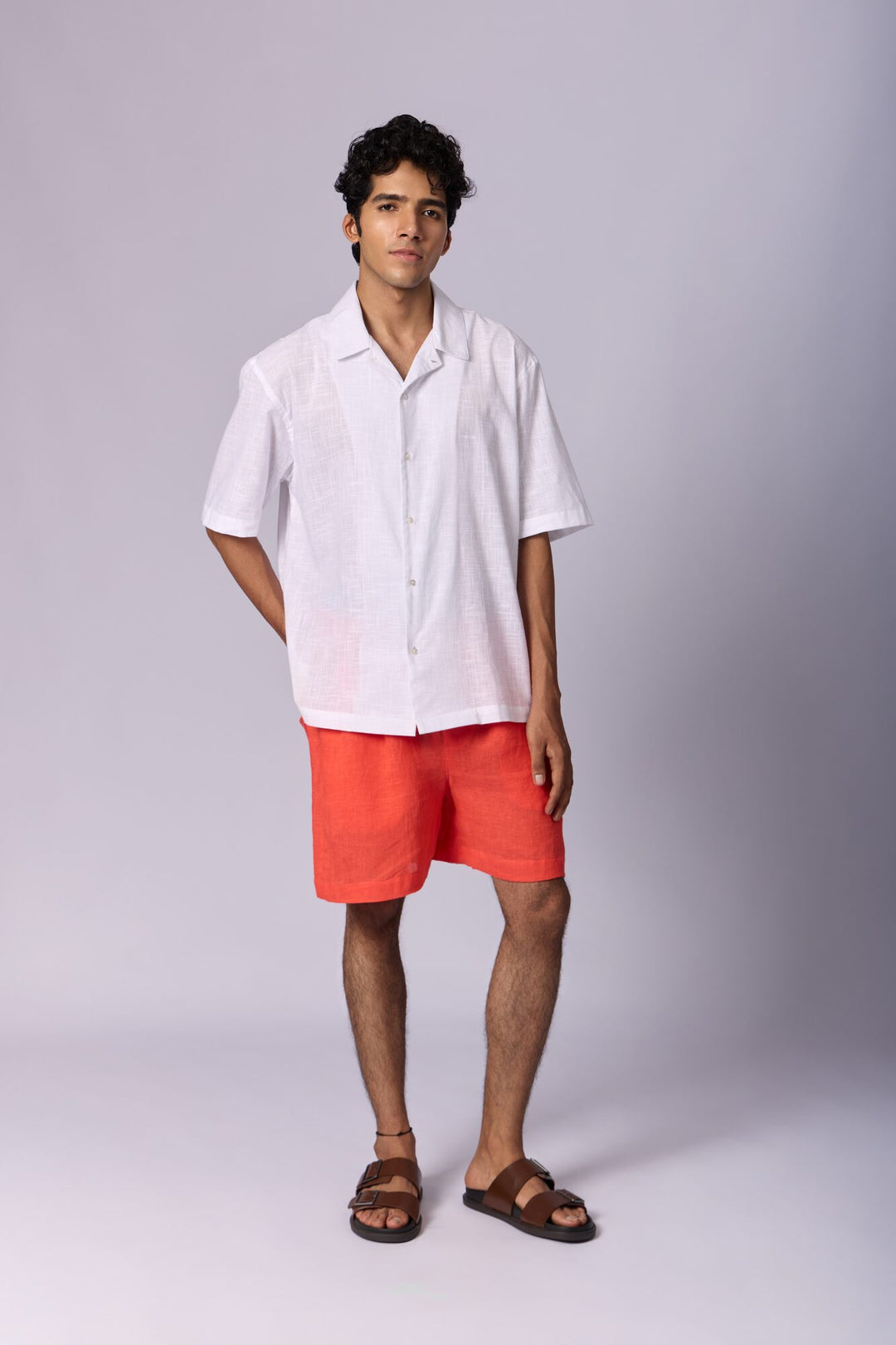 Men's Linen Drawstring Shorts - Tomato Red by Modus & Mood