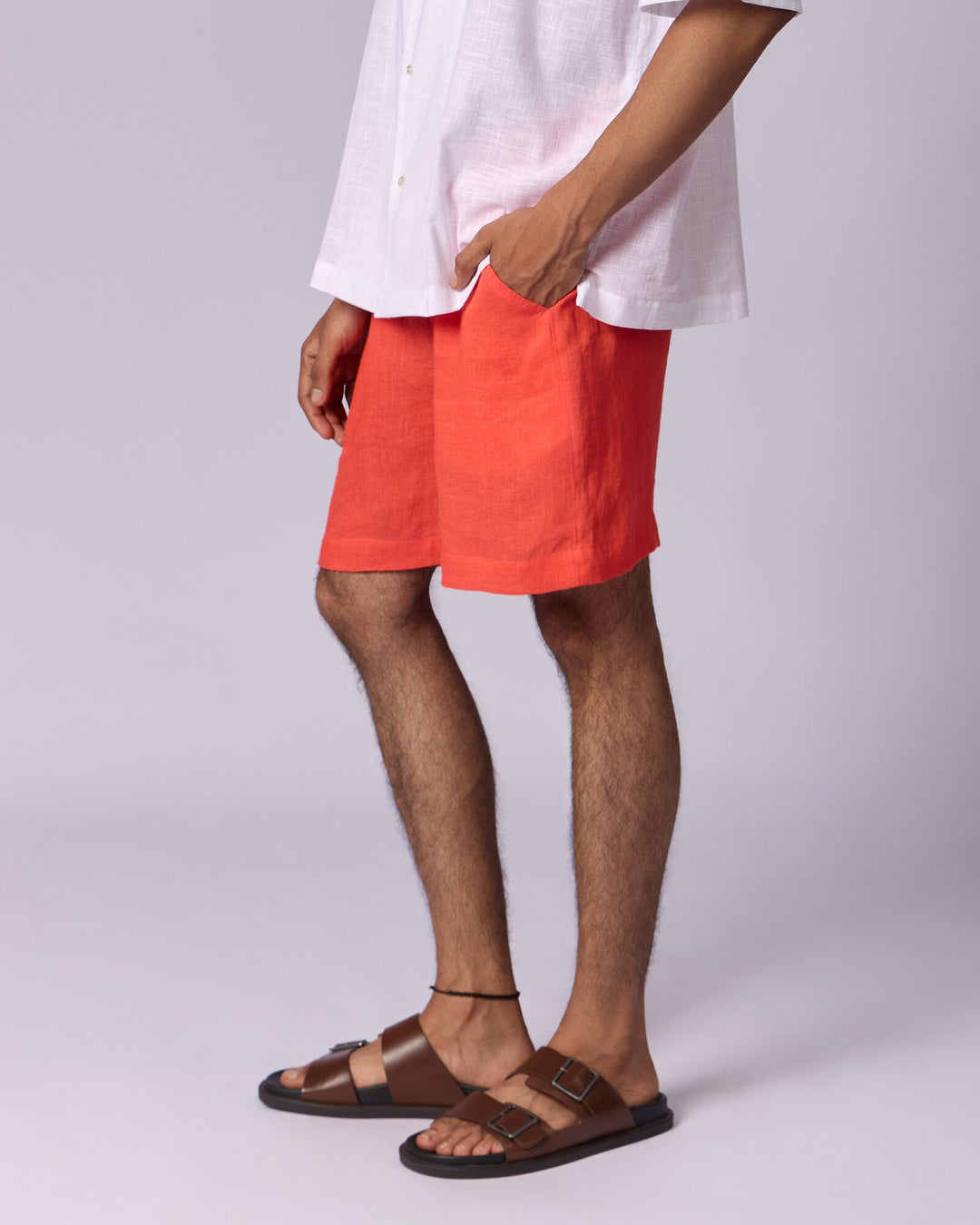 Men's Linen Drawstring Shorts - Tomato Red - view 2 of 4