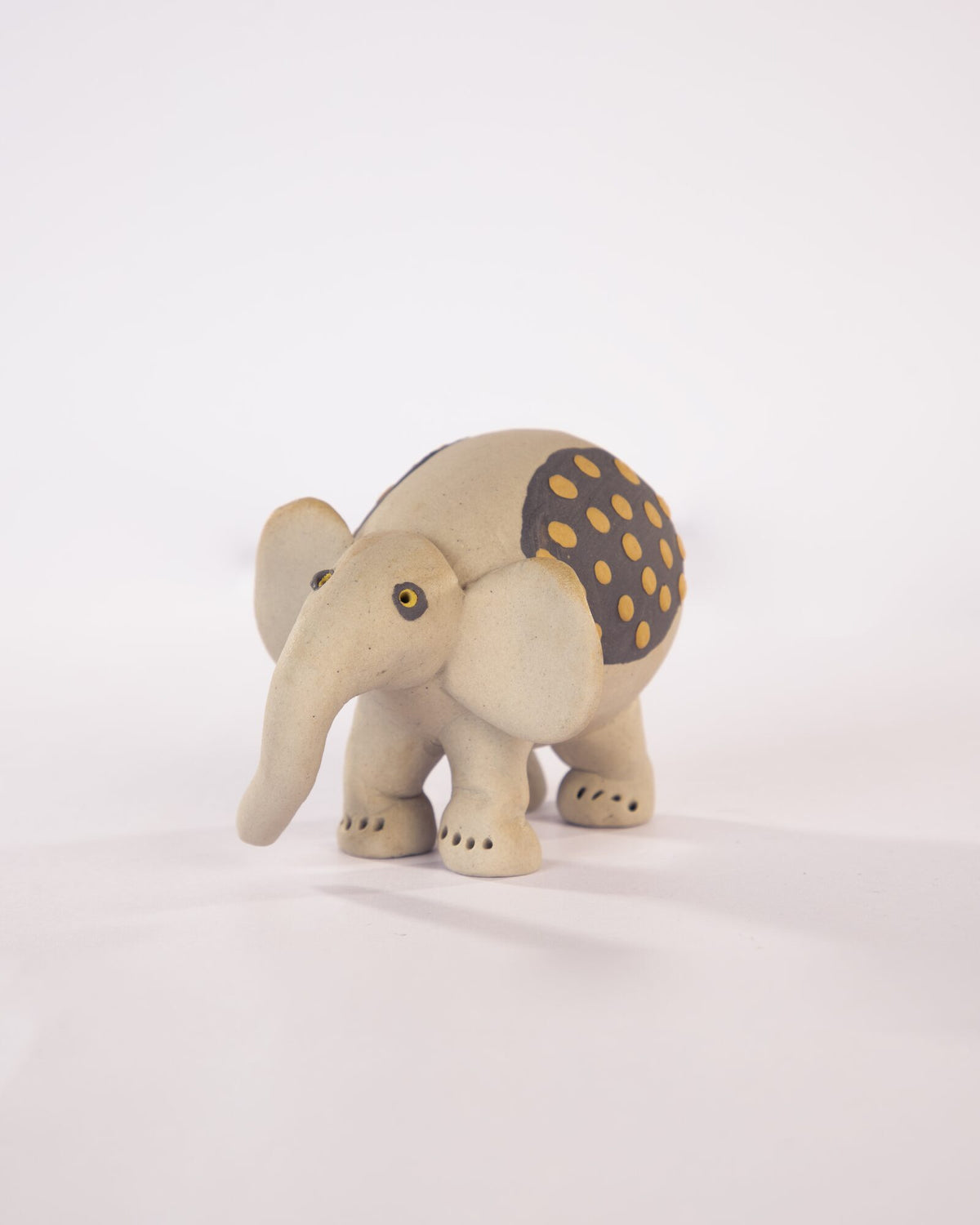 Little Hathi Nerikomi Ceramic Elephant Figurine - Charcoal & Ochre - view 2 of 4