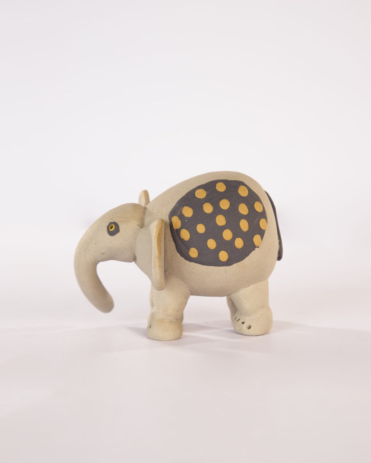 Little Hathi Nerikomi Ceramic Elephant Figurine - Charcoal & Ochre - view 3 of 4