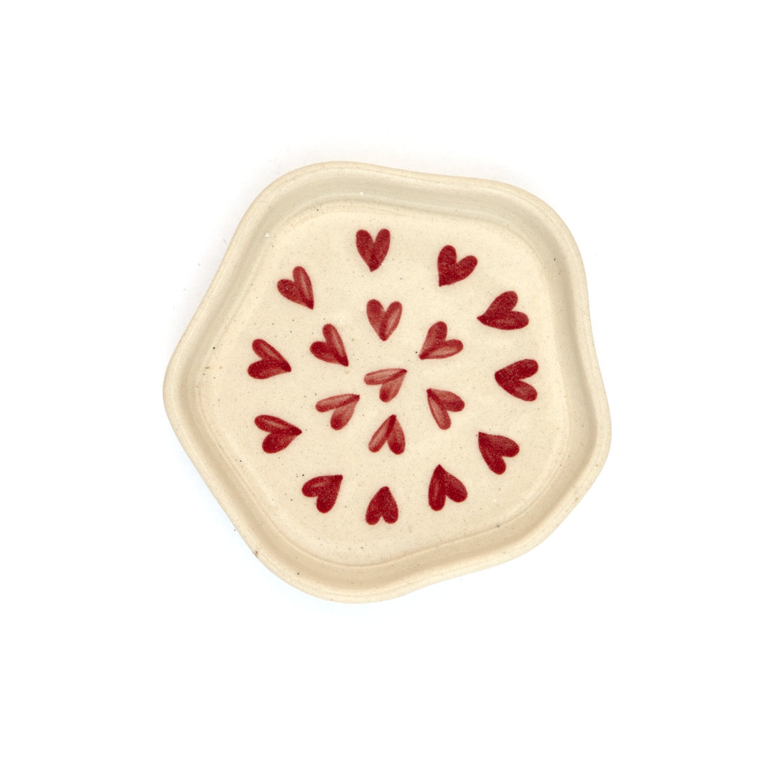 Scattered Hearts Hand-Painted Ceramic Trinket Dish - Red by Modus & Mood