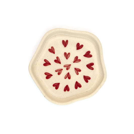 Scattered Hearts Hand-Painted Ceramic Trinket Dish - Red by Modus & Mood