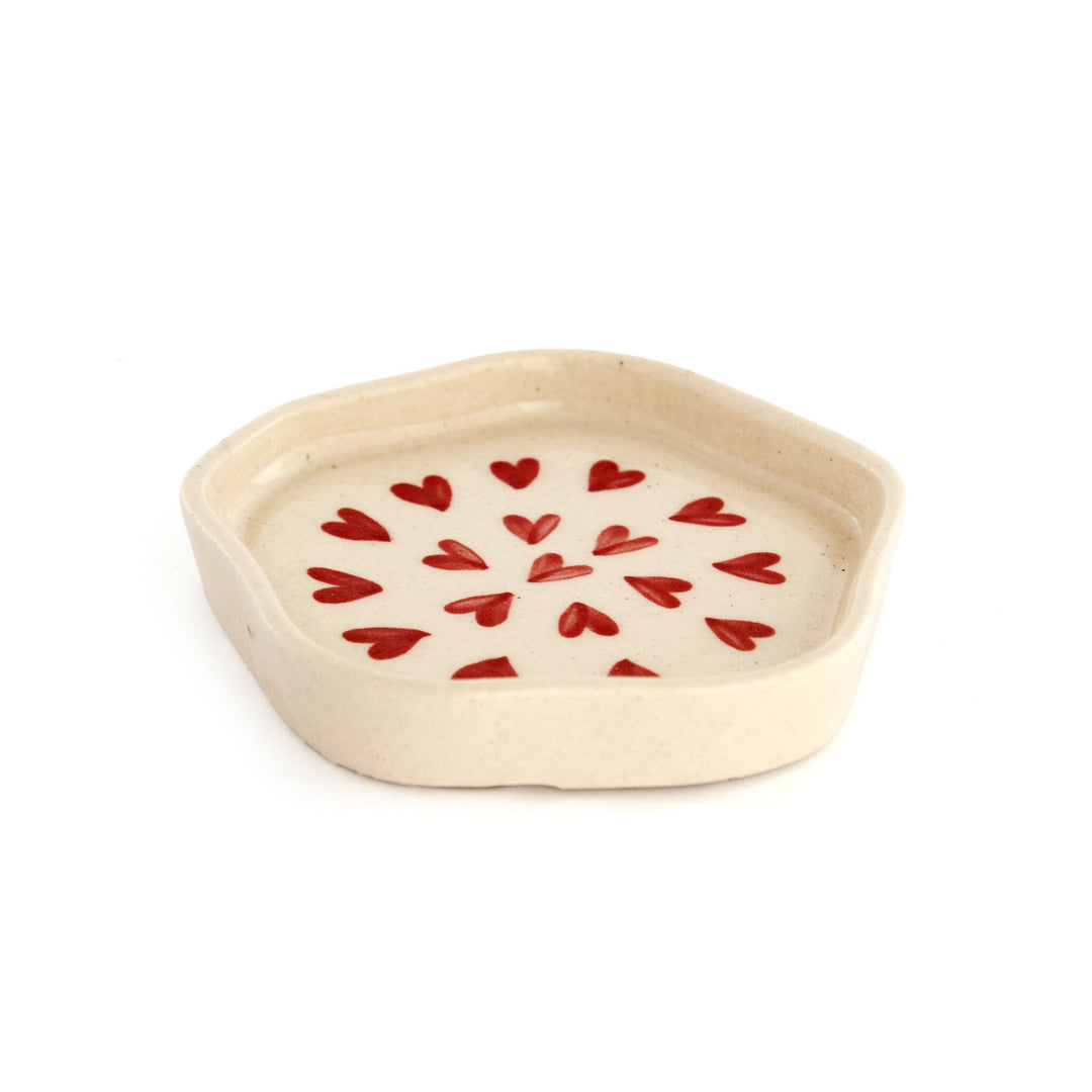 Scattered Hearts Hand-Painted Ceramic Trinket Dish - Red - view 2 of 2