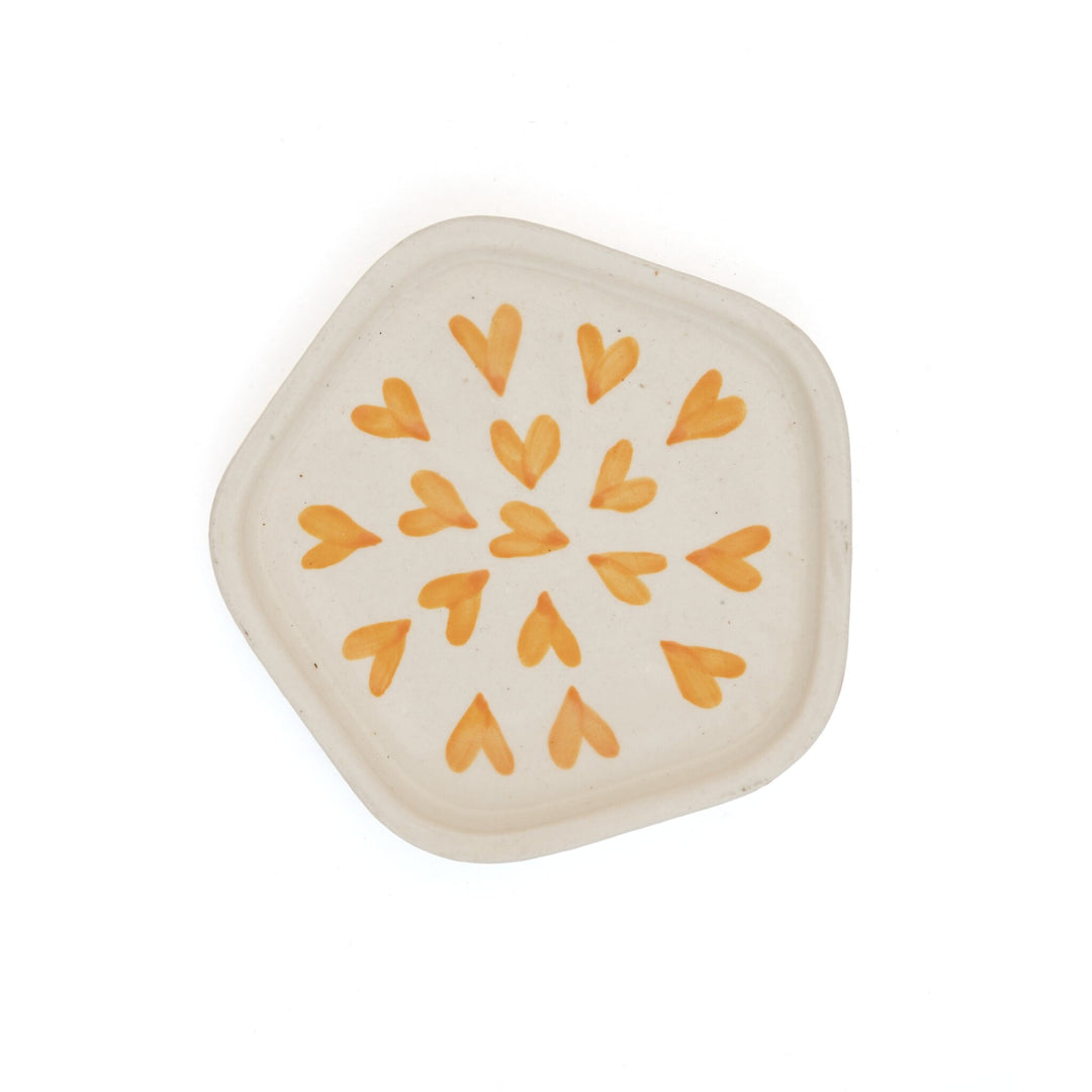 Scattered Hearts Hand-Painted Ceramic Trinket Dish - Yellow by Modus & Mood