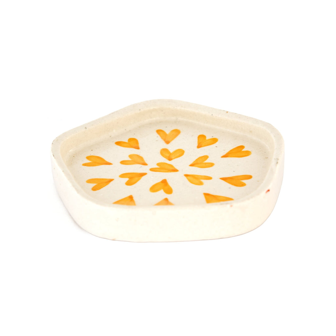 Scattered Hearts Hand-Painted Ceramic Trinket Dish - Yellow - view 2 of 2