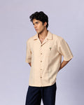 Men's Camp Collar Cotton Shirt - Sand