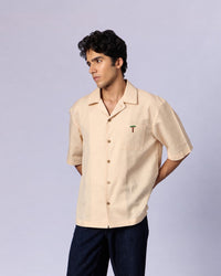 Men's Camp Collar Cotton Shirt - Sand by Modus & Mood
