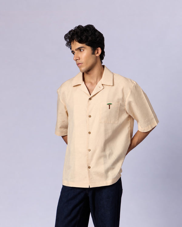 Men's Camp Collar Cotton Shirt - Sand