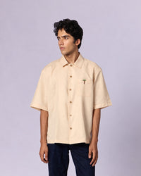 Men's Camp Collar Cotton Shirt - Sand - view 2 of 6
