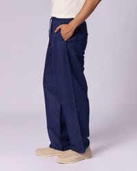Men's Drawstring Cotton Trousers - Indigo - view 2 of 4