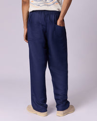 Men's Drawstring Cotton Trousers - Indigo - view 4 of 4