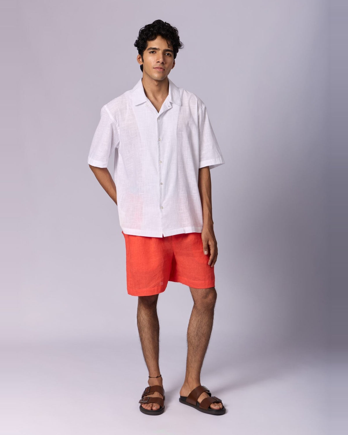 Men's Linen Drawstring Shorts - Tomato Red by Modus & Mood