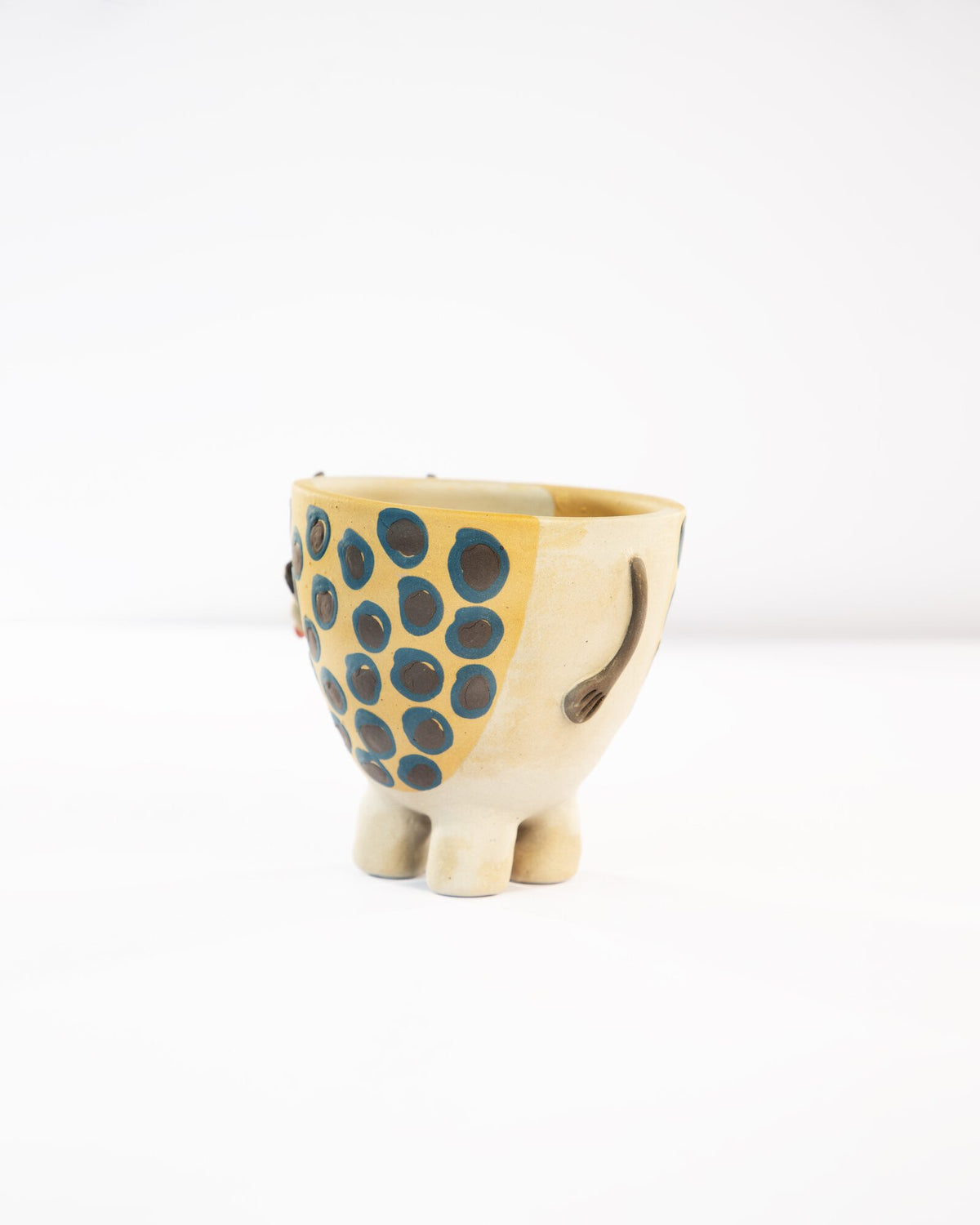 Moo Mood Nerikomi Ceramic Cow Planter - Blue Rings - view 4 of 4