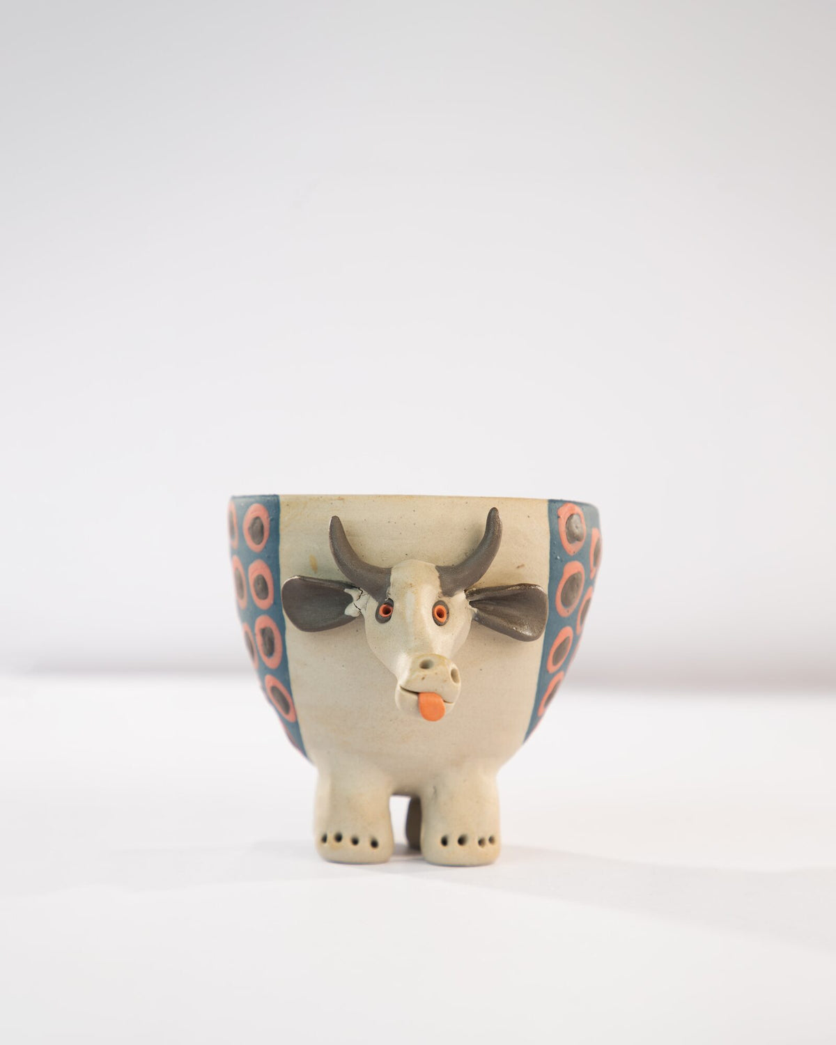 Moo Mood Nerikomi Ceramic Cow Planter - Rust Rings - view 2 of 5