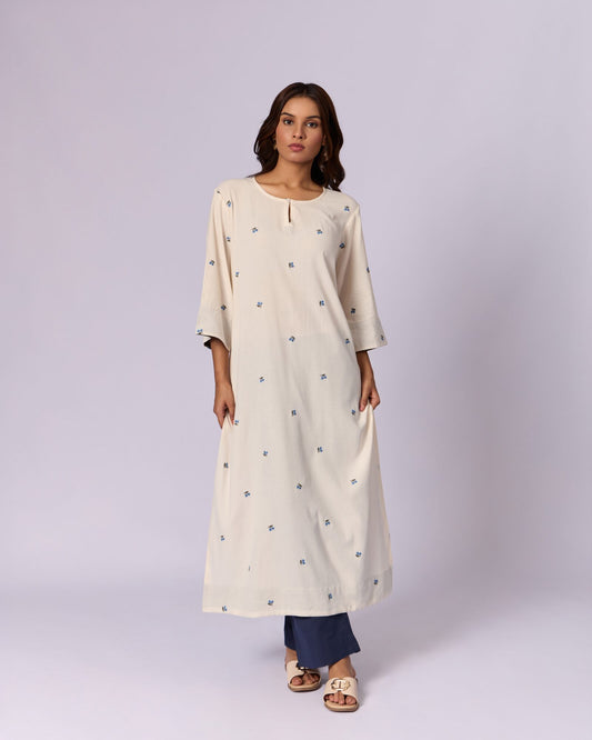 Women's Cotton Kurta/Kaftan - Ivory - view 2 of 6