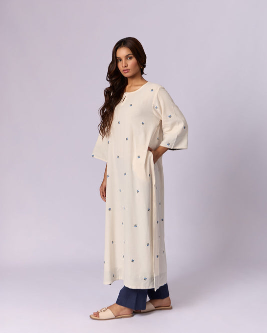 Women's Cotton Kurta/Kaftan - Ivory - view 4 of 6