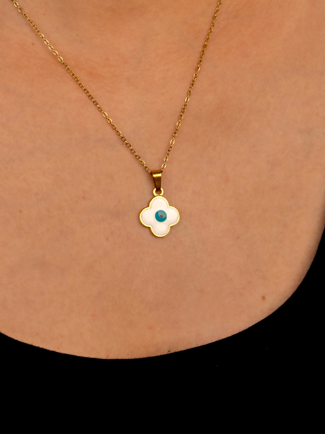 Evil Eye Flower Pendant Anti-Tarnish Necklace - view 4 of 4