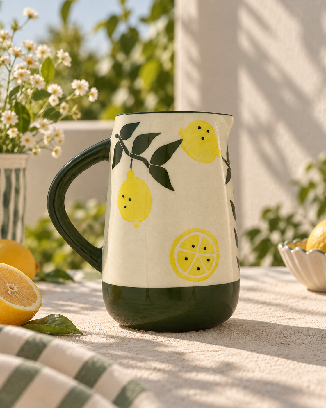 Nimbu Grove Lemon Hand-Painted Ceramic Jug by Modus & Mood