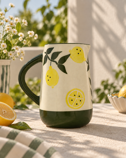 Nimbu Grove Lemon Hand-Painted Ceramic Jug