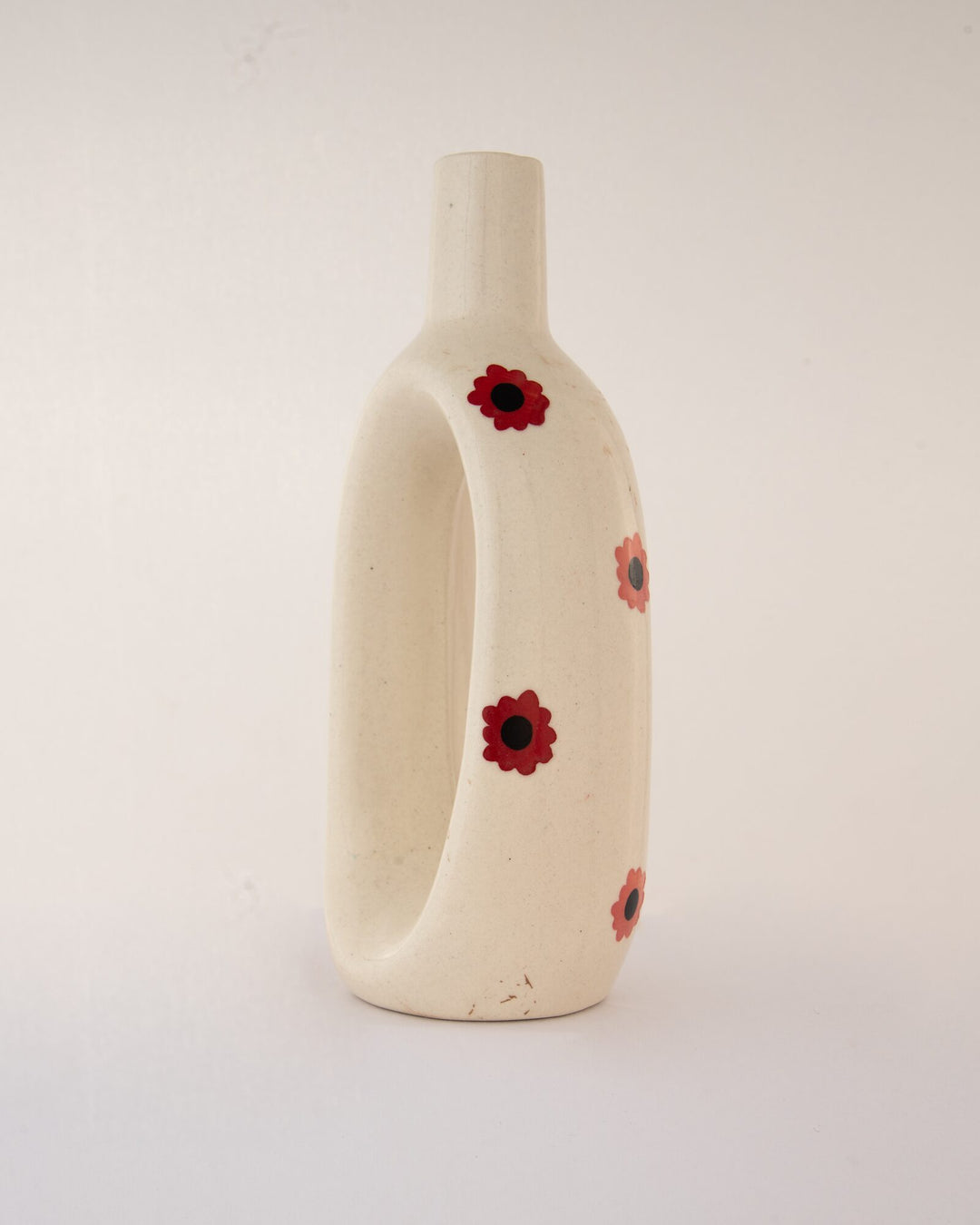 Oval Cut-Out Ceramic Bottle Vase - Red & Pink Blooms - view 3 of 3