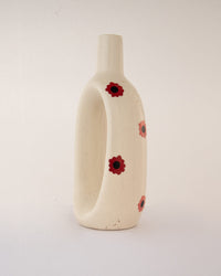 Oval Cut-Out Ceramic Bottle Vase - Red & Pink Blooms by Modus & Mood