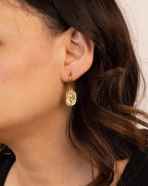 Oval Drop Anti-Tarnish Hoop Earrings
