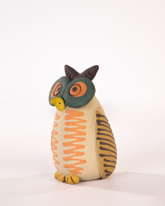 Chashma Owl Nerikomi Ceramic Figurine - Coral - view 2 of 4