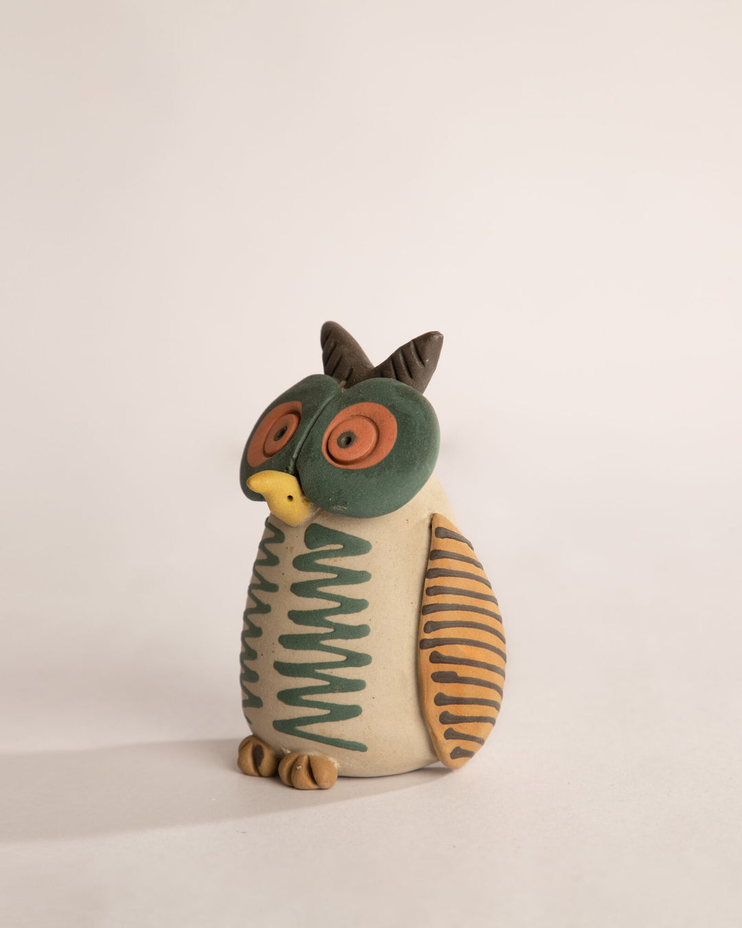 Chashma Owl Nerikomi Ceramic Figurine - Green - view 2 of 3