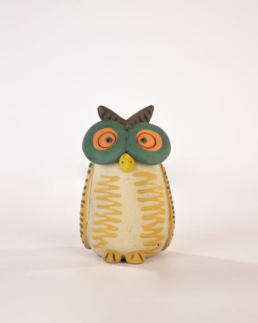 Chashma Owl Nerikomi Ceramic Figurine - Ochre - view 2 of 4