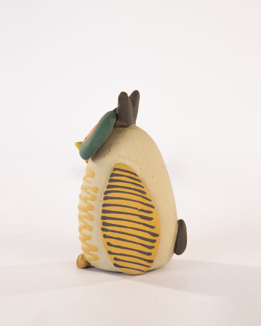 Chashma Owl Nerikomi Ceramic Figurine - Ochre - view 3 of 4