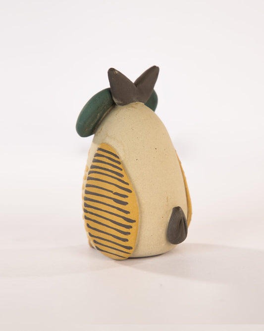 Chashma Owl Nerikomi Ceramic Figurine - Ochre - view 4 of 4