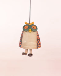 Owl Nerikomi Ceramic Bell Hanging - Rust Rings by Modus & Mood