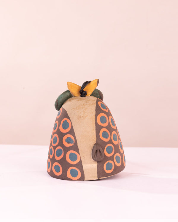 Owl Nerikomi Ceramic Bell Hanging - Rust Rings - view 2 of 5