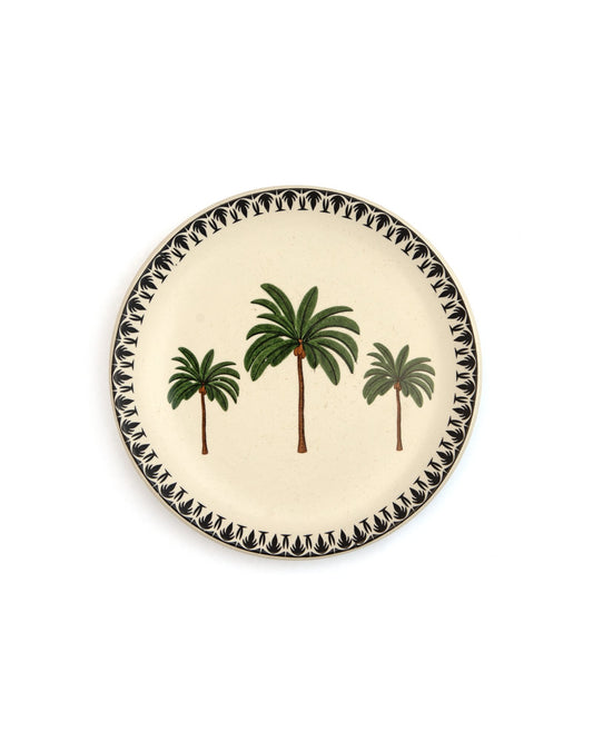 Palm Print Ceramic Plate - Green - view 2 of 3