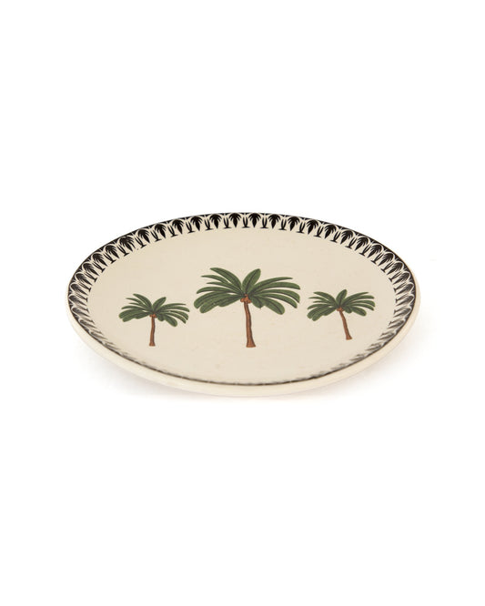 Palm Print Ceramic Plate - Green - view 3 of 3