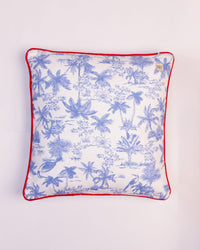 Palm Toile Cotton Cushion Cover - Blue - view 2 of 3
