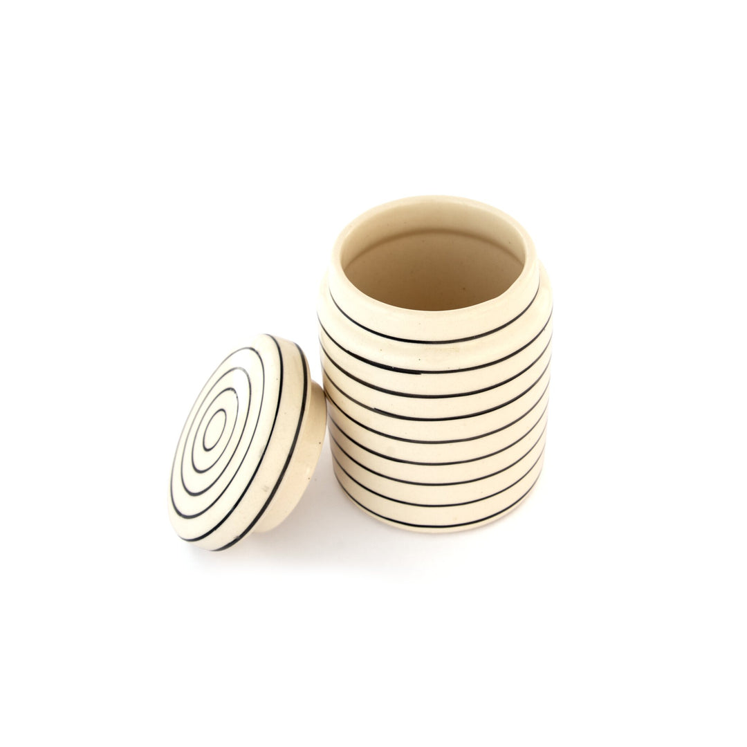 Fine Line Ceramic Storage Jar - Cream by Modus & Mood