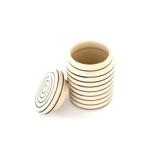 Fine Line Ceramic Storage Jar - Cream by Modus & Mood