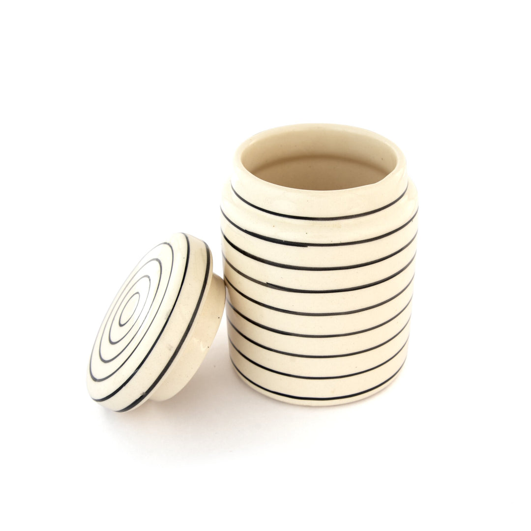 Fine Line Ceramic Storage Jar - Cream - view 2 of 5