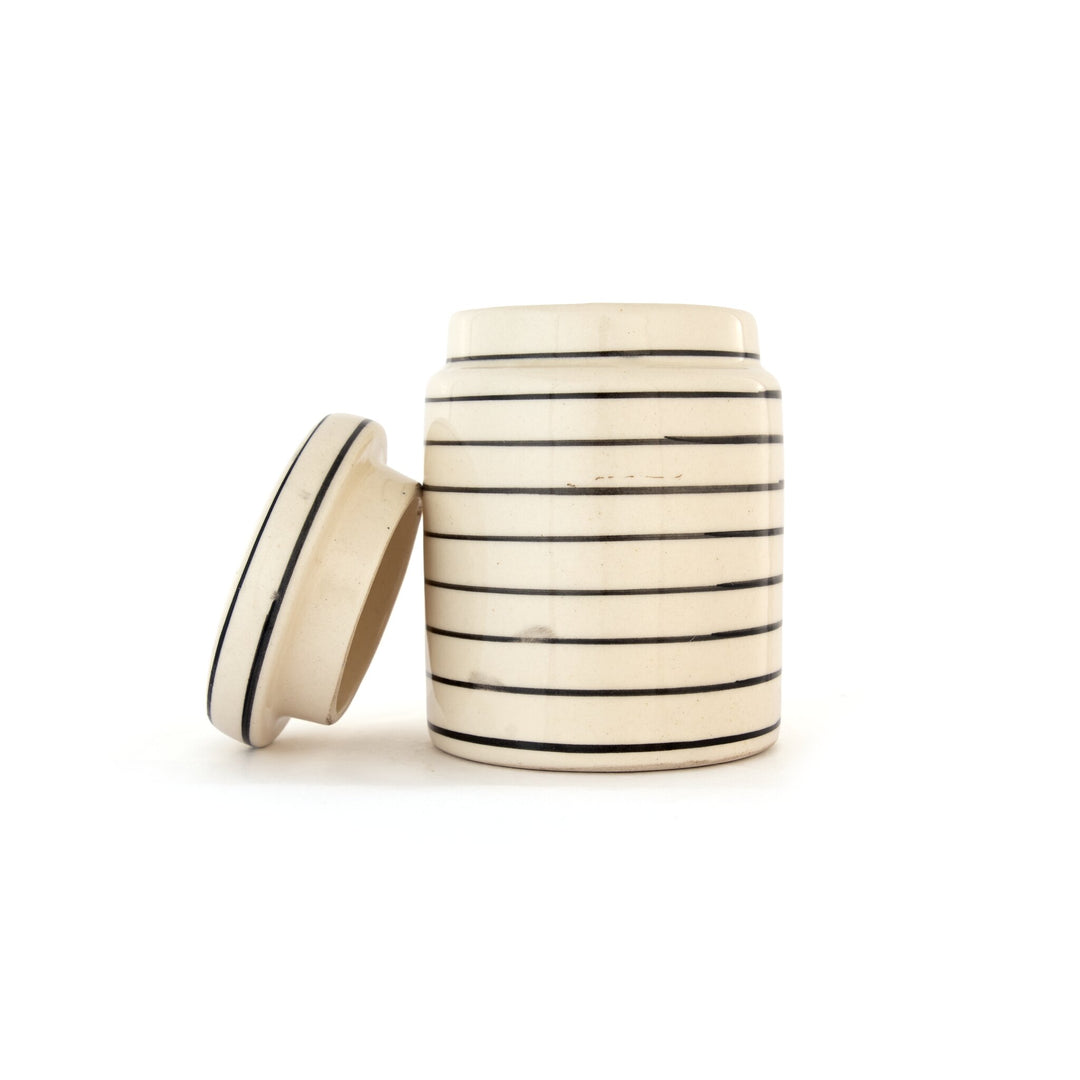 Fine Line Ceramic Storage Jar - Cream - view 3 of 5